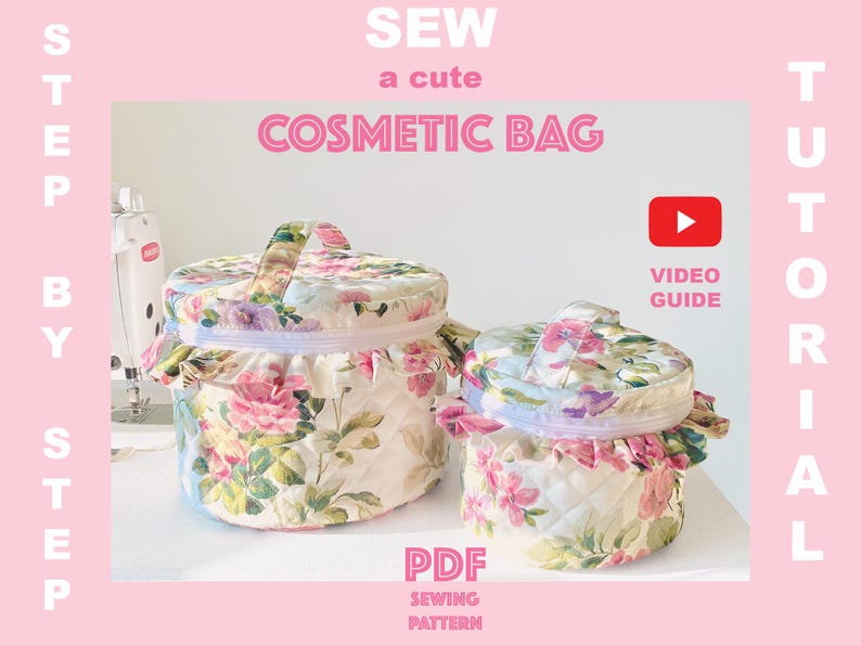 Cosmetic Bag Pattern PDF Download Sewing Tutorial Gift Idea for Mom Bag Sewing Pattern Video Guide Step Instructions Digital File Instant Access Quilted Pouch Pattern PDF Sewing Project Step Guide