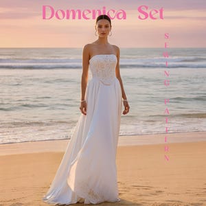 Lace Corset and Maxi Skirt Pattern PDF Bridal Set Sewing Tutorial Boned Bustier Gathered Skirt Romantic Style Wedding Outfit DIY Formal Wear