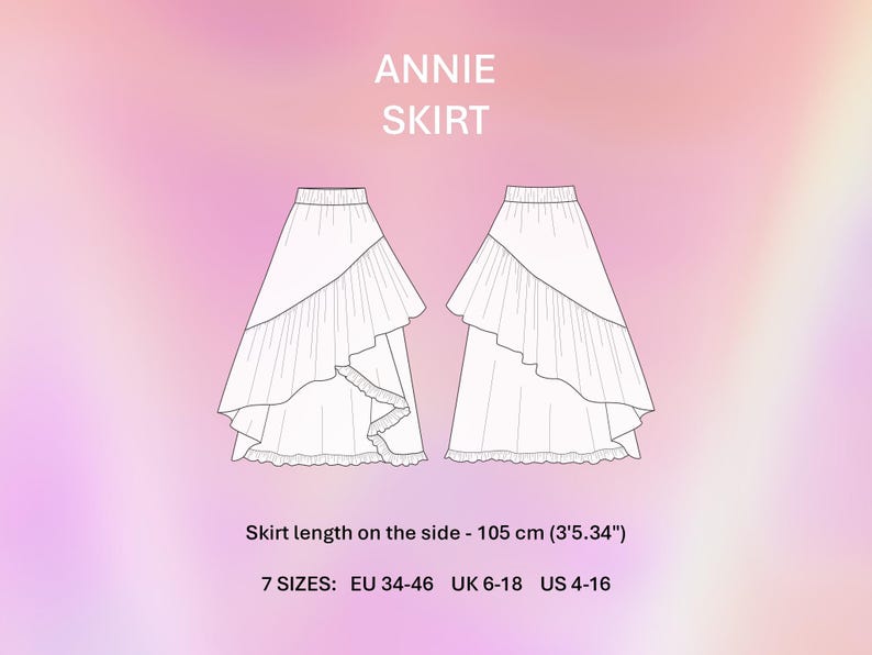 Sewing Pattern Maxi Skirt PDF Digital Download Easy Tutorial Step By Step Instructions Elastic Waist Tiered Ruffle Skirt Multiple Size Options Summer Outfit Project