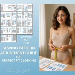 Digital Pattern Guide Step-by-Step Illustration Sewing Tutorial Adjust Size Sewing Pattern Custom Fitting Resource Size Modification Techniques Garment Alteration Guide Tailoring Methods Illustrated Learning Material Comprehensive For The Atelier or For Individual Tailoring