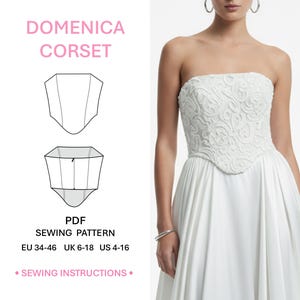 Digital PDF Pattern Corset Tutorial Sewing Guide Step By Step Instructions Multiple Sizes Included DIY Fashion Formal Event Summer Outfit Clothes Pattern Elegant Design
