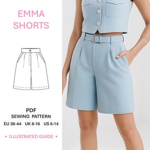 Shorts Digital Sewing Pattern Modern Shorts Bermuda Pattern Ladies Shorts Patterns Pleated Shorts with Pockets PDF Digital Patterns Womans