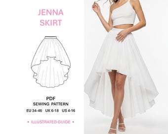 High Low Skirt Pattern Pdf Sewing Beginner Friendly Easy Tutorial Digital Download Maxi Pleated Design Flowing Silhouette Modern Style