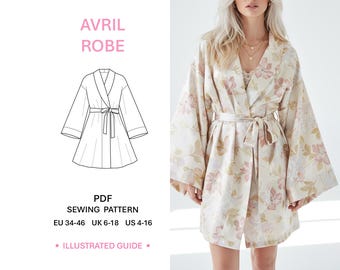 Bridal Robe Pattern Pdf Sewing Tutorial Shawl Collar Bath Gown Lounge Pattern Digital Download Everyday Luxury Loungewear Modern Style