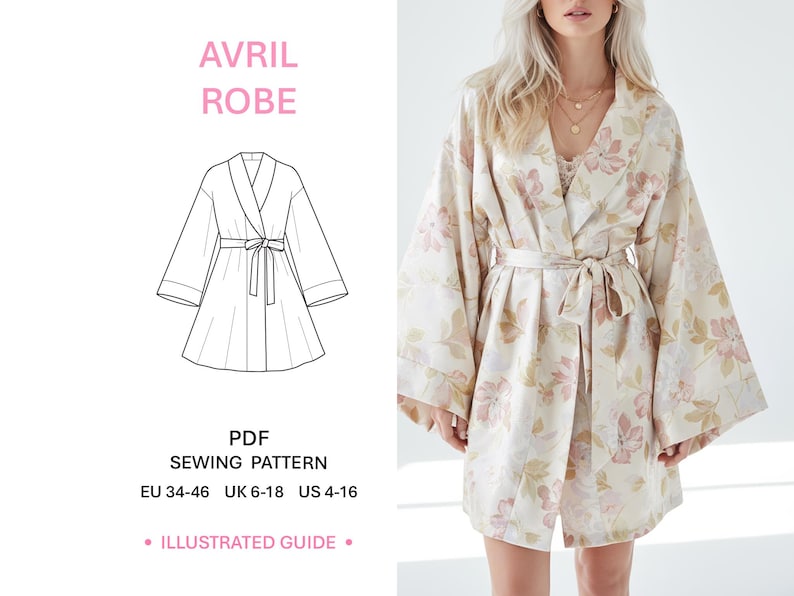 Bridal Robe Pattern Pdf Sewing Tutorial Shawl Collar Bath Gown Lounge ...