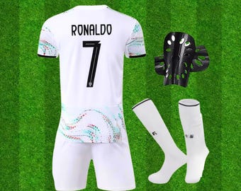 Portugal 2022 Ronaldo Uniforme de football Enfants Jersey Shors Chaussettes pour Garçons Filles Tailles Jeunes