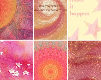 Warm Aesthetic Print Set | Orange Yellow Pink Wall Art | Sunset Room Decor