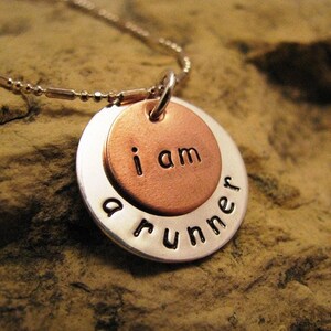 i am a runner - silver and copper charm