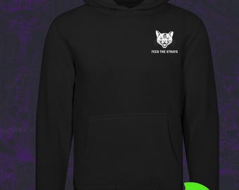 Bluza z kapturem Feed The Strays – logo z głową kota, Stray Cat Rescue