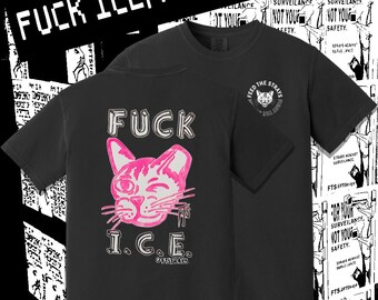 Koszulka „Fuck I.C.E.” — Różowa edycja | Nakarm bezdomne koty | Ta koszulka karmi bezdomne koty