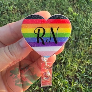 Pride Heart Glitter Badge Reel, Badge Reel, Nurse Gift, Nurse ID Badge Reel