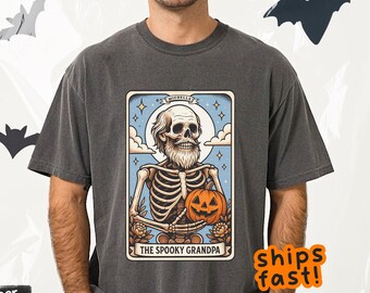 The Spooky Grandpa tarot shirt – Comfort Colors® Halloween tee, mystical grandpa gift, witchy tarot card top, haunted pumpkin-patch t-shirt