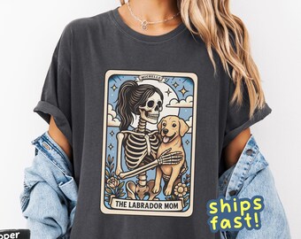 The Labrador Mom tarot shirt – Comfort Colors® dog mom tee, mystical Lab lover gift, tarot card pup top, cute retriever aesthetic