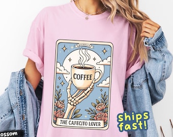 The Cafecito Lover tarot shirt – Comfort Colors® coffee tee, mystical cafecito gift, tarot card coffee lover top, Latino aesthetic t-shirt