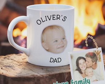 Custom Father's Day mug – Add baby photo, name & birthdate, personalized new dad gift, first Father's Day coffee cup, custom message mug
