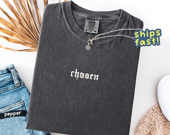 Chosen shirt – Christian Comfort Colors® tee, minimalist faith t-shirt, inspirational Bible verse, scripture message gift