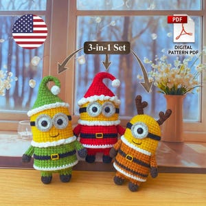 Schema PDF per Amigurumi di un simpatico personaggio giallo / Schema per bambola all'uncinetto ispirata ai cartoni animati / Schema per peluche all'uncinetto / Tutorial in inglese