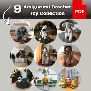 9 Amigurumi Crochet Patterns Bundle, Beginner Friendly Amigurumi, Crochet Animals, Digital Download, Crochet Ebook
