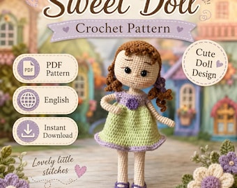 Haakpatroon voor een Hazel amigurumi pop | Handleiding voor een meisjespop (PDF) | Zelfgemaakte knuffel | Cadeau voor de babykamer