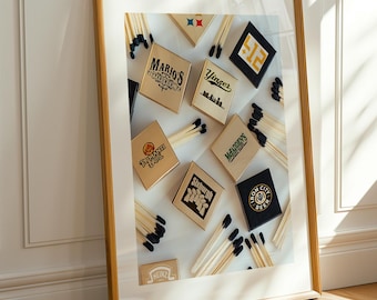 Pittsburgh Streichholzbrief Kunstdruck | Retro-Streichholzschachteln mit lokalen Symbolen und Bars | Stahlstadt Wandkunst | Yinzer Geschenk für PA Einheimische & Fans
