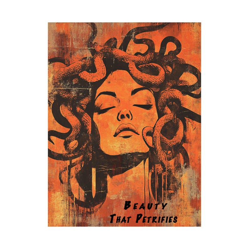 Medusa Wand-Kunst-Druck Schönheit, die Mythische versteinert Schlange Haar Frau Poster dunkel feminine macht Dekor Gothic griechischen Ästhetik Bild 5