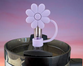 Straw Topper, Light Purple Daisy Flower, Ivory Straw Cap, Drink Accessory, Straw Cover, 40 oz Tumbler Cup Accessories fits 10MM
