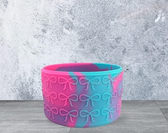 Pink and Teal Swirl Bows Tumbler Boot, Tumbler Cover, Tumbler Accessories, Cup Accessory