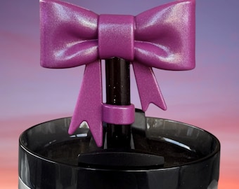 LARGE Opal Mauve Shimmer Coquette BOW Straw Topper, Girly Straw Cap, Drink Accessory, Straw Cover, 40 oz Tumbler Cup Accessories fits 10MM