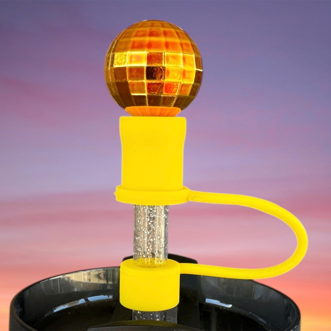 Straw Accessory Straw Topper, Gold Disco Ball, Straw Cap, Drink Accessory, Straw Cover ...
