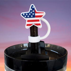 Straw Topper, 4th of July Star, Red White Blue, July Fourth Straw Cap, Drink Accessory, Straw Cover, 40 oz Tumbler Cup Accessories fits 10MM