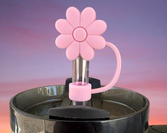 Straw Topper, Light Pink Daisy Flower, Ivory Straw Cap, Drink Accessory, Straw Cover, 40 oz Tumbler Cup Accessories fits 10MM