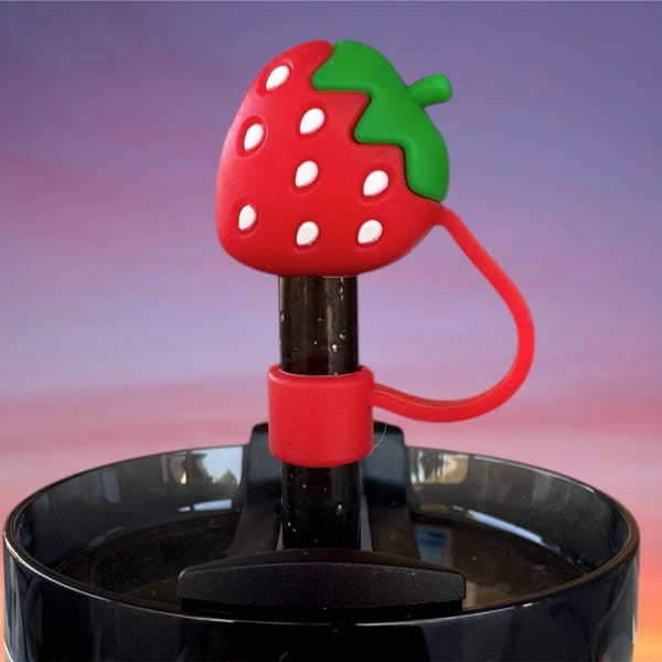 Straw Topper, Red Strawberry, Straw Cap, Drink Accessory, Straw Cover, 40 oz Tumbler Cup Accessories fits 10MM