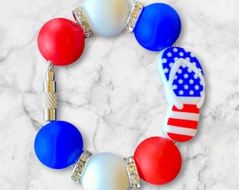 Tumbler Handle Charm, Holiday, 4th of July, Flip Flop Focal Bead, Red,  White, and Blue Beads, 30oz 40 oz Tumbler Cup Accessories