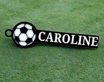 Personalized Soccer Bag Tag, Custom Name Soccer Keychain, Soccer Backpack Tag, Soccer Team Gift, Soccer Player Name Tag,Sports Bag Accessory