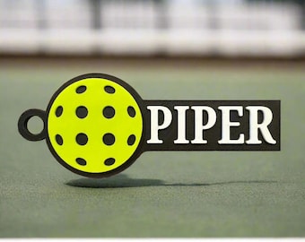 Personalized Pickleball Bag Tag, Custom Pickleball Keychain, Pickleball Charm, Sports Bag Accessory, Pickleball Player Gift, Team Bag Tag