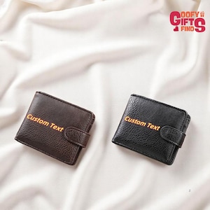 Personalized Leather Wallet for Men – Custom Engraved Gift for Him, Dad, Husband, Father's Day, Anniversary, Birthday Gift