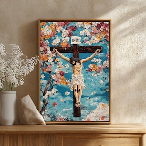 イエス・キリスト ヴィンテージ 絵画 額縁 蚤の市 INRI 十字架 アート イエス・キリスト ヴィンテージ 絵画 額縁 蚤の市 INRI 十字架