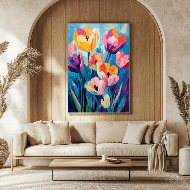 Tulips Painting Colorful Spring Flowers Print Nursery Wall Art Tulips ...