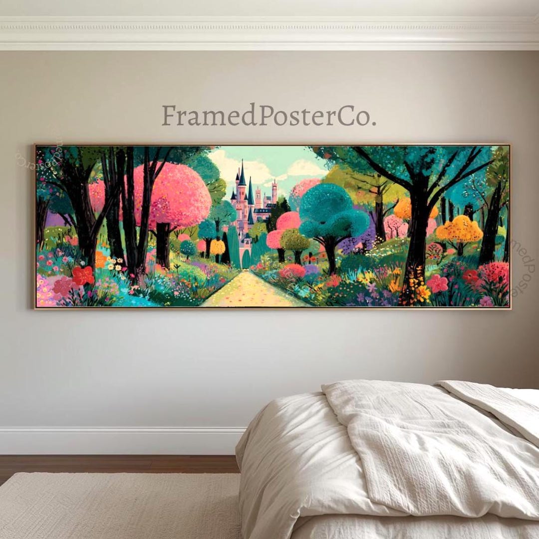 Fairytale Castle Canvas Wall Art, Whimsical Garden Landscape Print ...