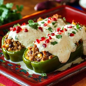 BEST RECIPE For Stuffed Bell Peppers Recipe PDF, Creamy Beef and Rice Peppers, Easy Healthy Dinner, Mexican Style Stuffed Peppers.