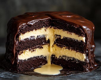 LA MEJOR RECETA para Pastel de Chocolate en Capas (PDF) / Pastel Relleno de Crema / Postre de Chocolate Fácil / Receta de Pastel de Cumpleaños (Descarga).