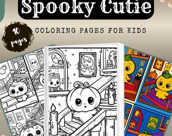 Kawaii Halloween Coloring Pages: Pumpkin Cats & Ghosts (Digital Download)