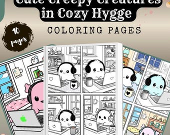 Kawaii Ghost Coloring Pages | Cozy Spooky Printable (Digital Download)