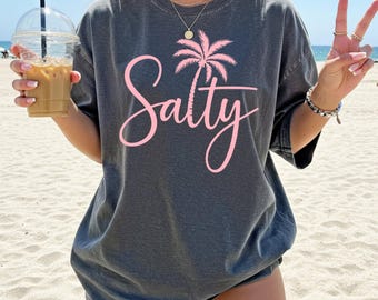 Salty T-shirt, Trendy Summer Shirt, Salty Summer Tee, Beach T-shirt, Palm Summer Tee, Summer Vibes Shirt, Vacation Tee, Trendy Beach Shirt