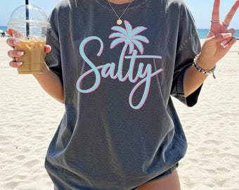Salty T-shirt, Trendy Summer Shirt, Salty Summer Tee, Beach T-shirt, Palm Summer Tee, Summer Vibes Shirt, Vacation Tee, Trendy Beach Shirt