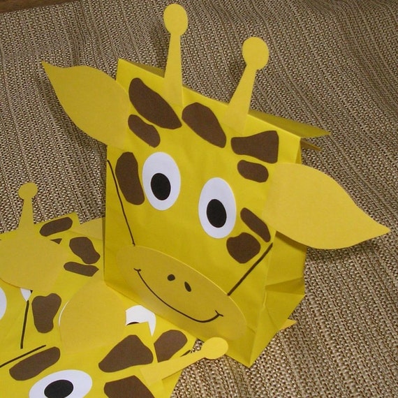 Giraffe Treat Sacks - Jungle Zoo Safari Theme Birthday Party Favor Bags by jettabees on Etsy Il_570xn