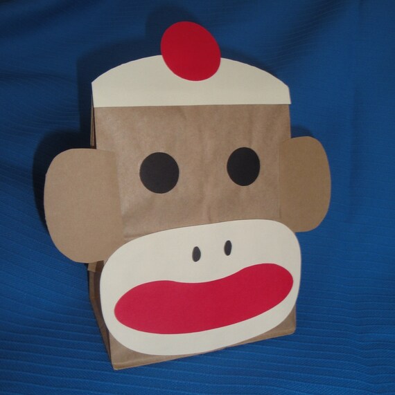 Classic Sock Monkey Theme Birthday Party Treat Sacks Goody Favor Bags by jettabees on Etsy Il_570xn