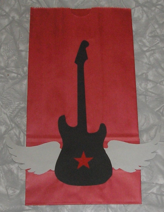 Rock Star Treat Sacks - Rocker Rock N Roll Guitar Theme Birthday Party Favor Bags by jettabees on Etsy Il_570xn
