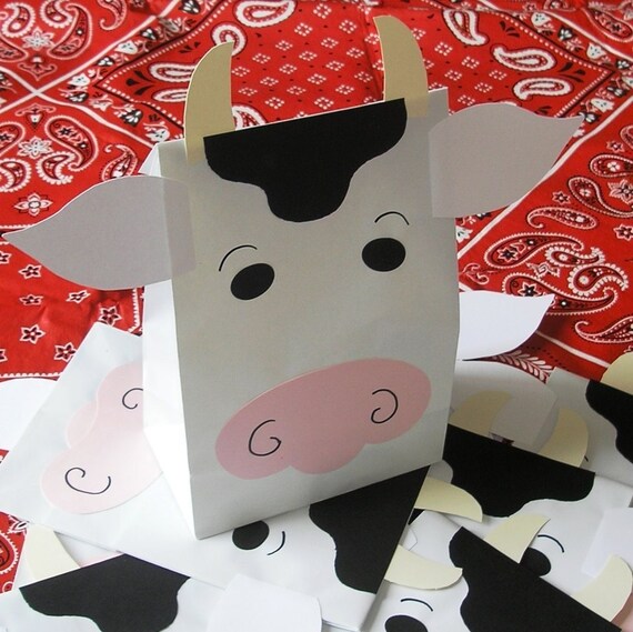 Moo Cow Treat Sacks - Farm Barnyard Country Milk Dairy Theme Birthday Party Favor Bags by jettabees on Etsy Il_570xn