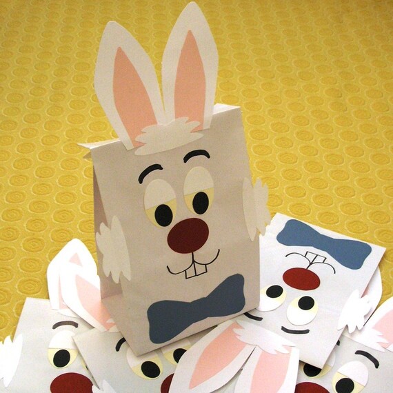 White Rabbit Birthday Party Treat Sacks - Magic Alice in Wonderland Easter Woodland Forest Bunny Theme Favor Goody Bags by jettabees on Etsy Il_570xn